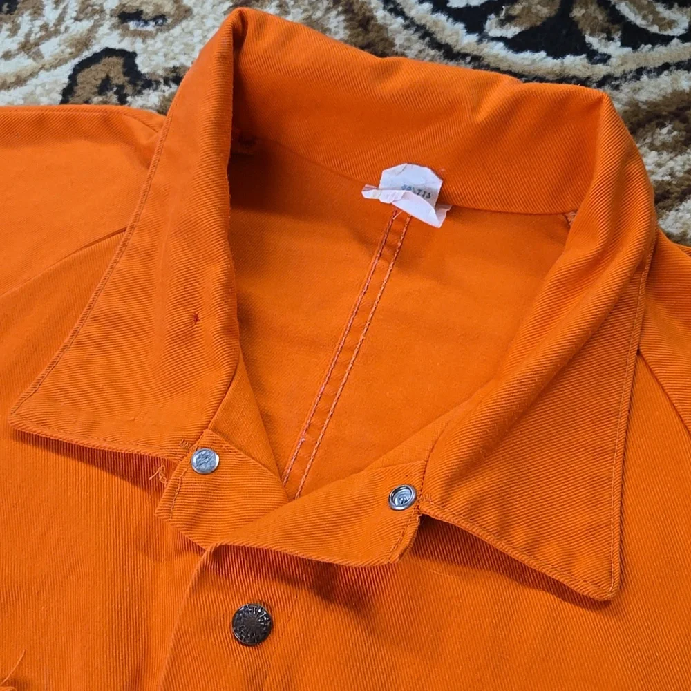 Vintage Orange Boiler Suit Hunting Jumpsuit Retro Utility Workwear Canvas Denim - Picture 6 of 16